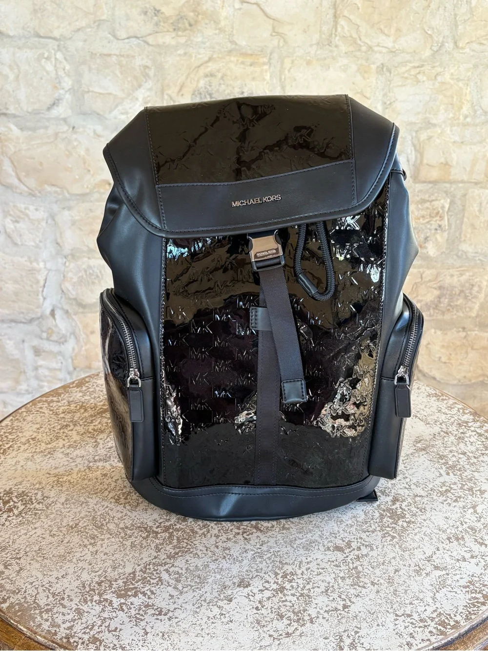 Michael Kors Black Patent Leather Men's Backpack item 282
